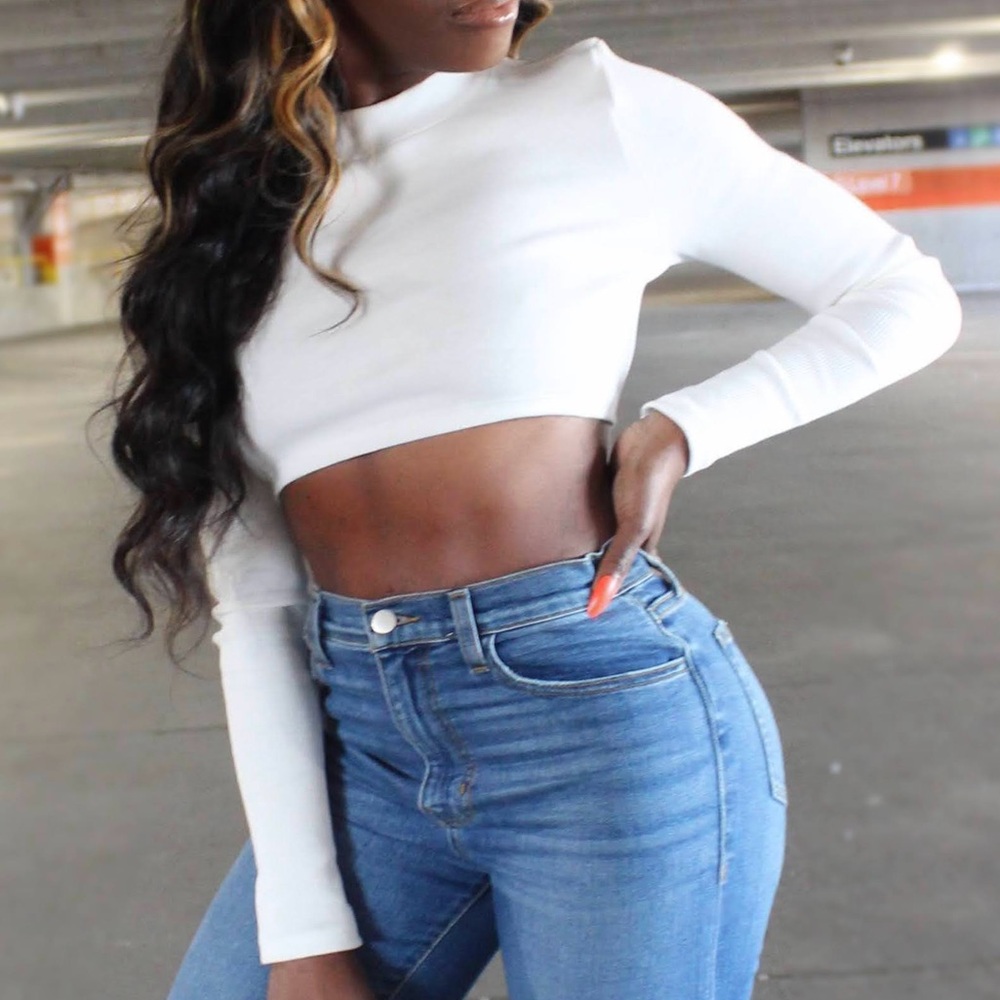 PLT Open Back Crop Sleeve Top